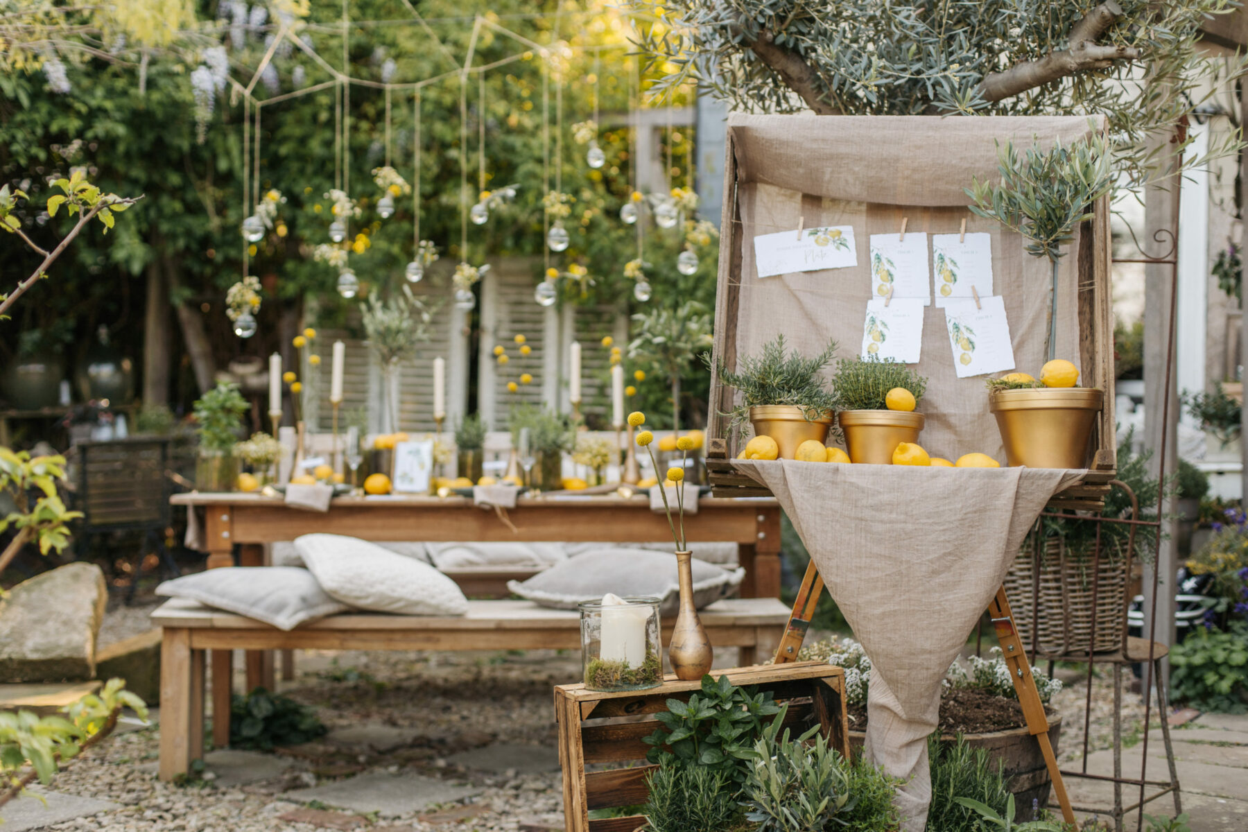 Sitzplan Mediterrane Gartenhochzeit